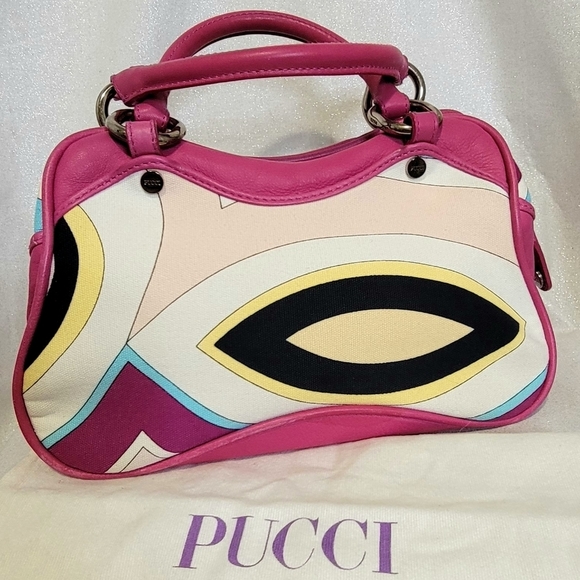 EMILIO PUCCI Fuschia Leather & Fabric Bag - Picture 12 of 15